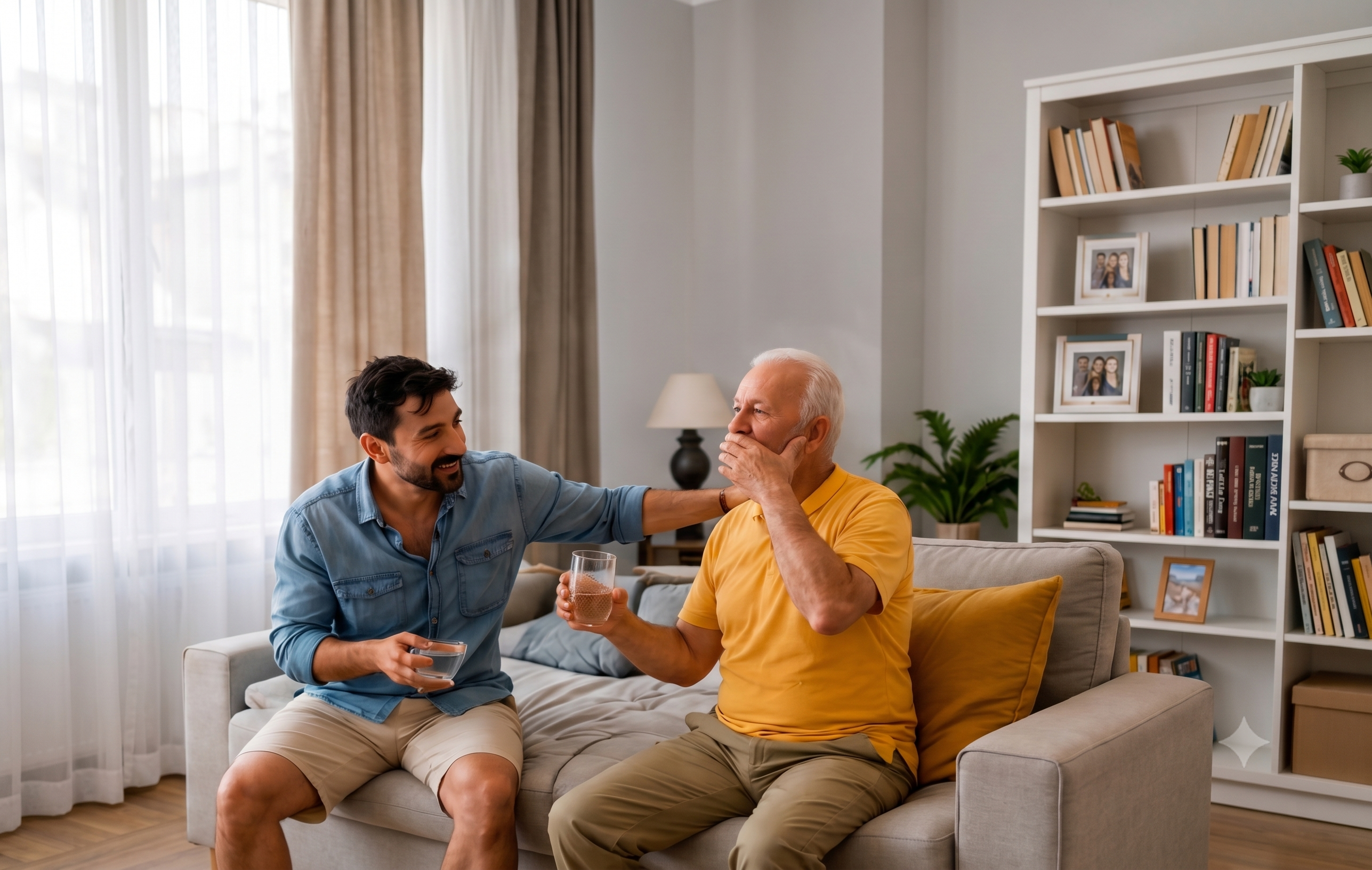 A caregiver visiting with a resident at home